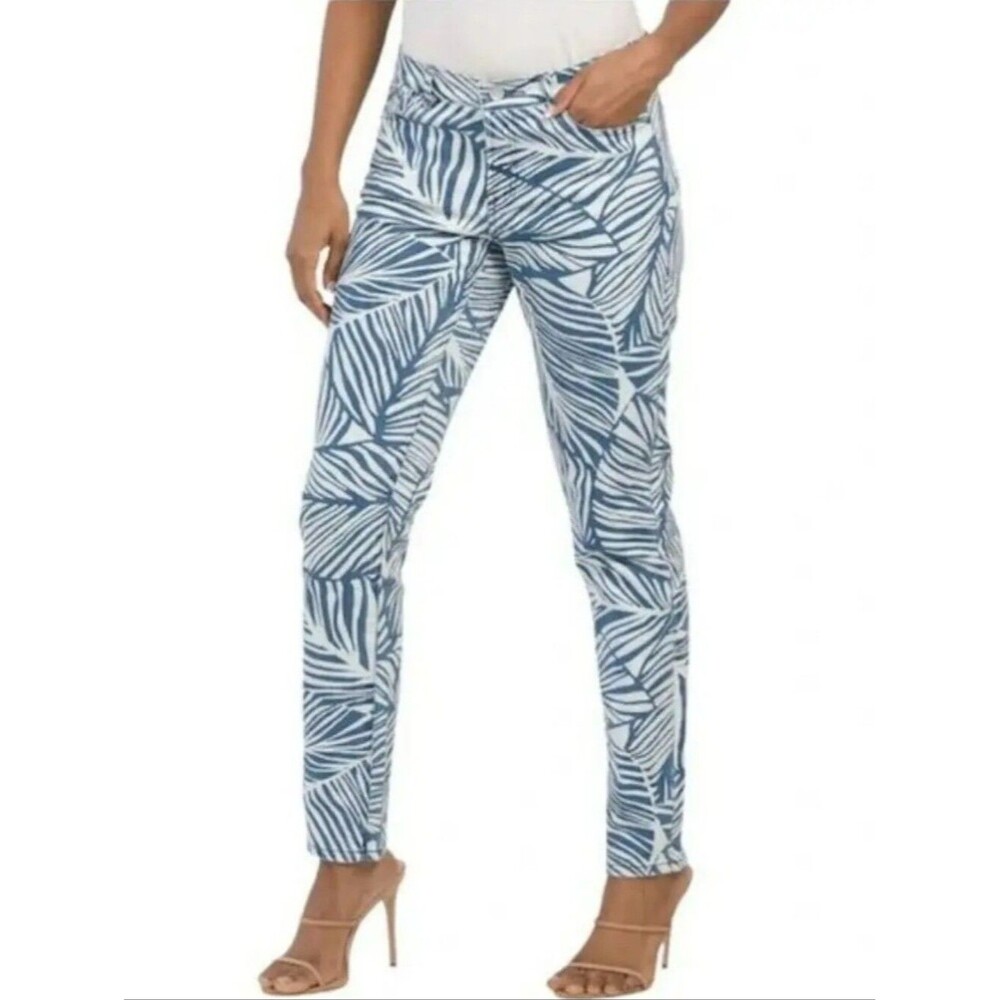 J. McLaughlin Jaycie Blue White Palm Print Pants Size 12